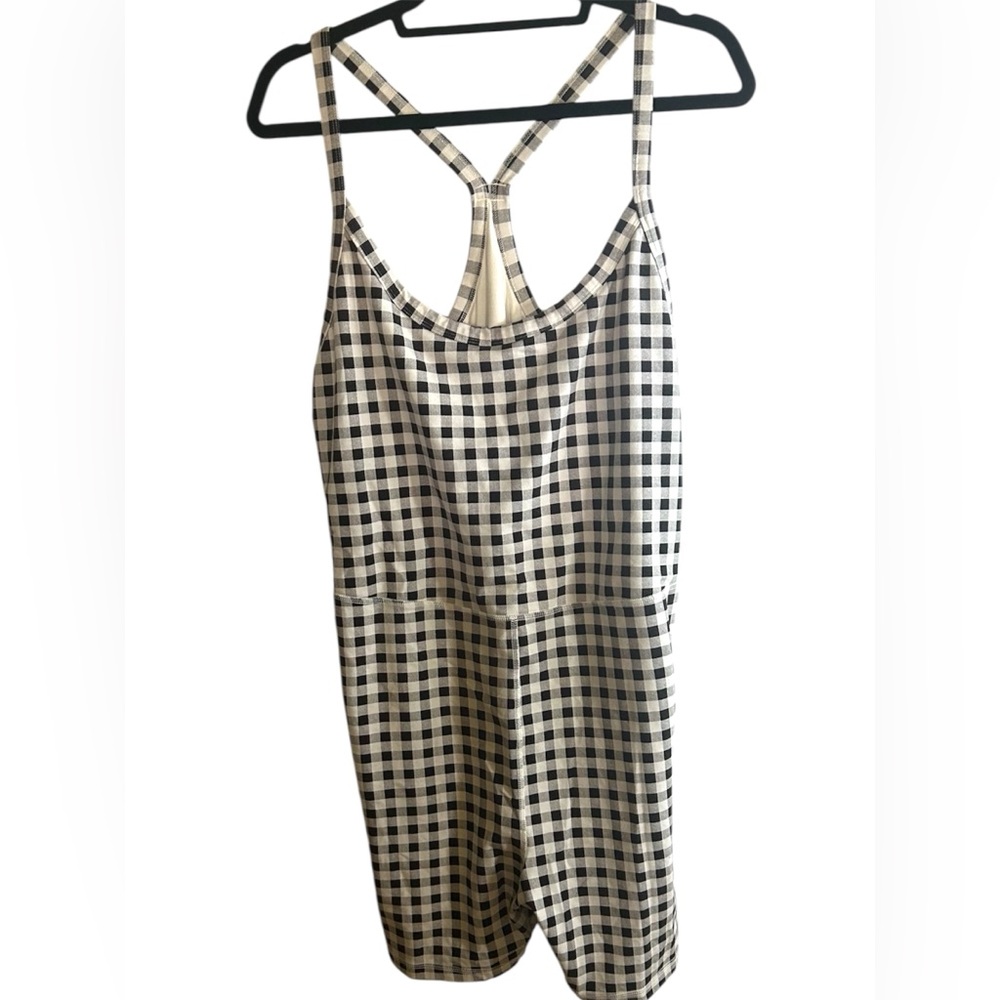 Old Navy 2X Black White Plaid Short Bodysuit Activewear - Picture 3 of 5